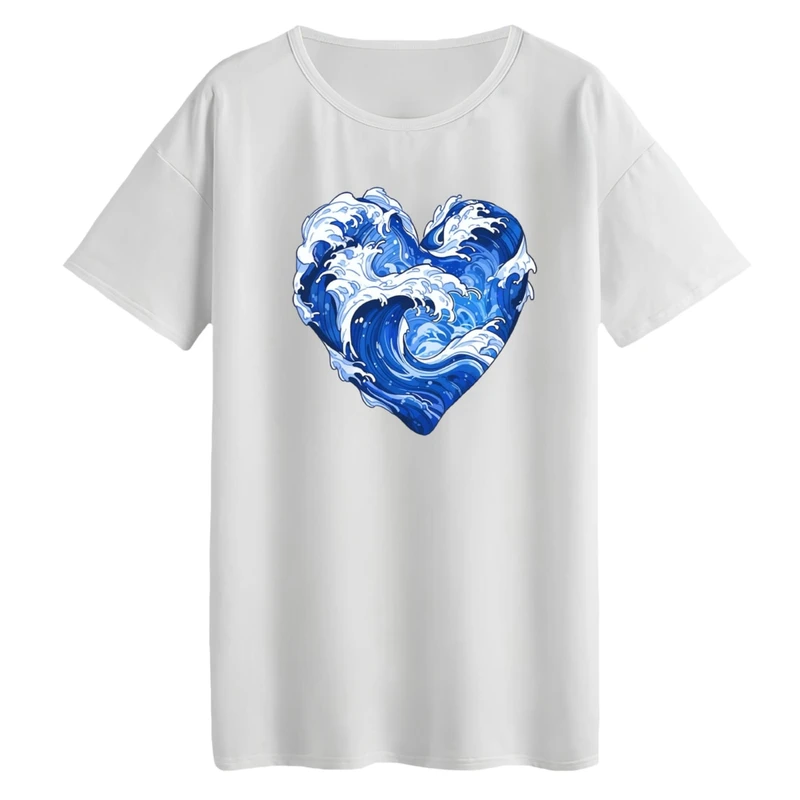 تی‌شرت لانگ آستین کوتاه زنانه مدل قلب دریا کد 02