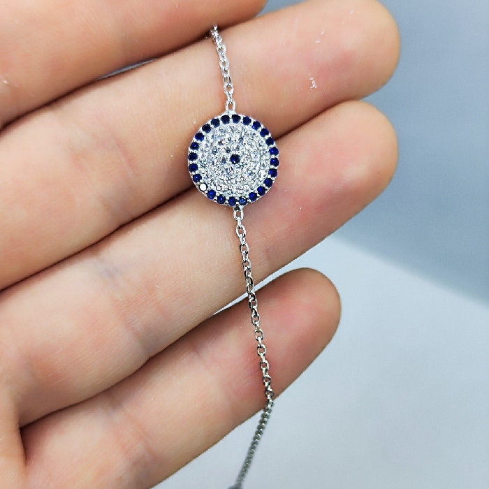 دستبند نقره زنانه مدل چشم نظر کد 2352