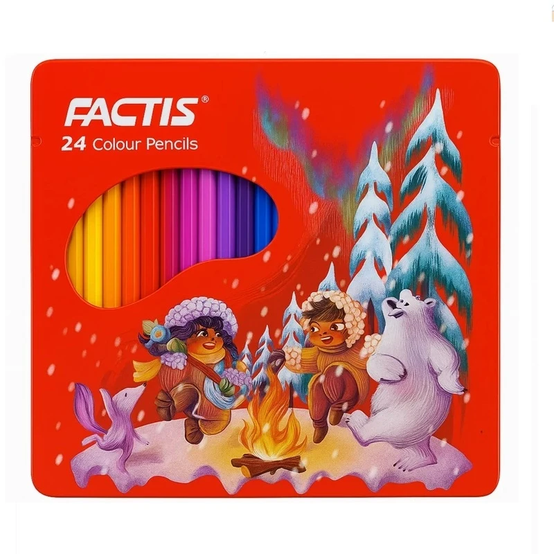 مداد رنگی 24 رنگ فکتیس مدل تخت فلزی طرح 2