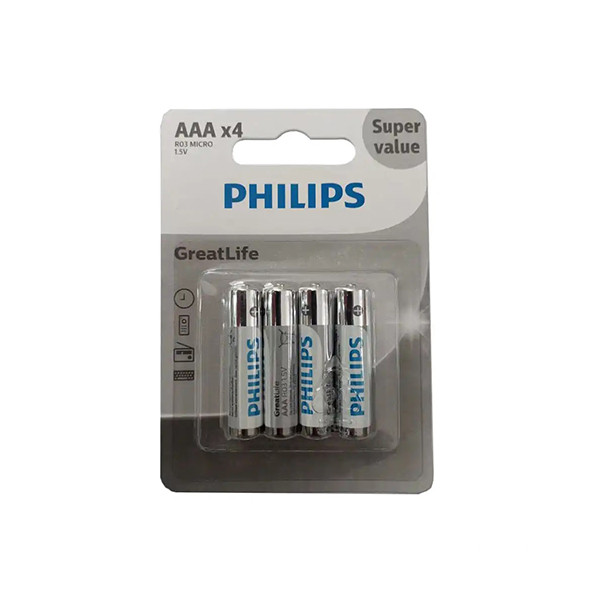 باتری نیم قلمی فیلیپس مدل R03G4B/40 بسته چهار عددی
