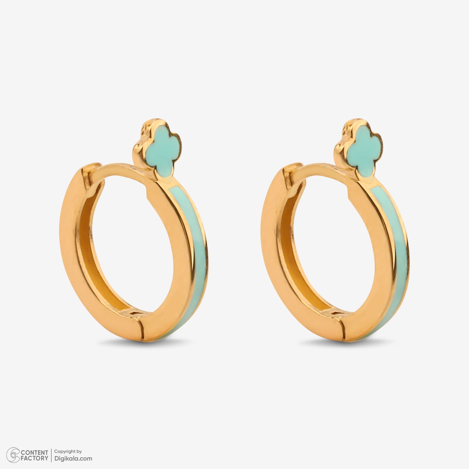 گوشواره حلقه‌ای طلا کم اجرت 18 عیار زنانه با طرح ونکلیف آرپلز گلدم مدل E244022 -  - 4
