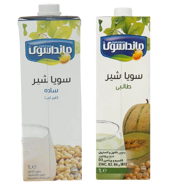 شیر سویا غیرلبنی ساده و طالبی مانداسوی - 1000 میلی لیتر بسته 2 عددی