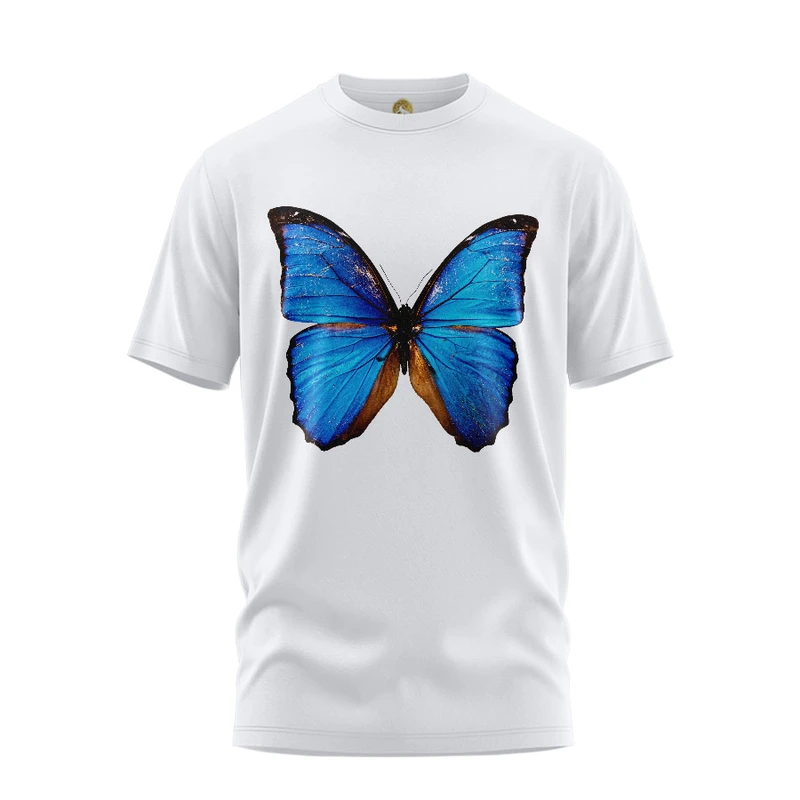 تی شرت آستین کوتاه زنانه هومرو مدل TW076 طرح مینیمال پروانه