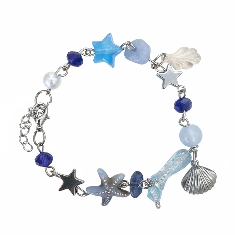 دستبند دخترانه مدل ستاره و آویز صدف