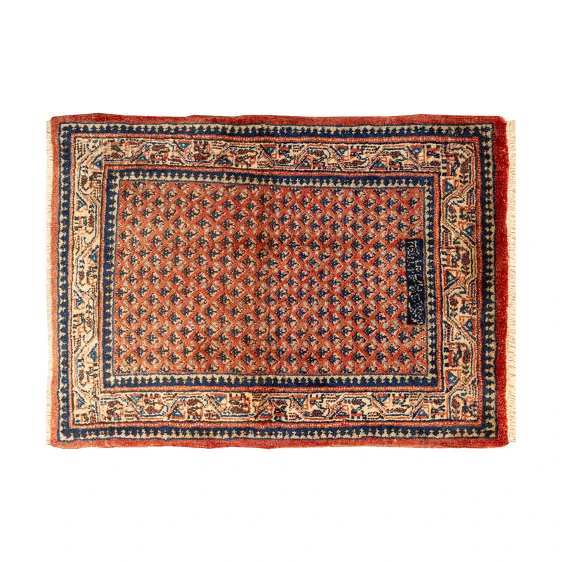 فرش دستبافت 0,5 متری مدل ساروق میر کد 45P7081 زمینه لاکی