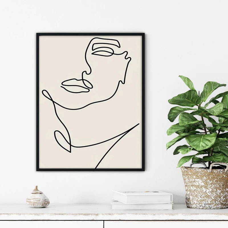 تابلو آتریسا طرح لاین آرت مدرن مدل ATFL163 فریم مشکی