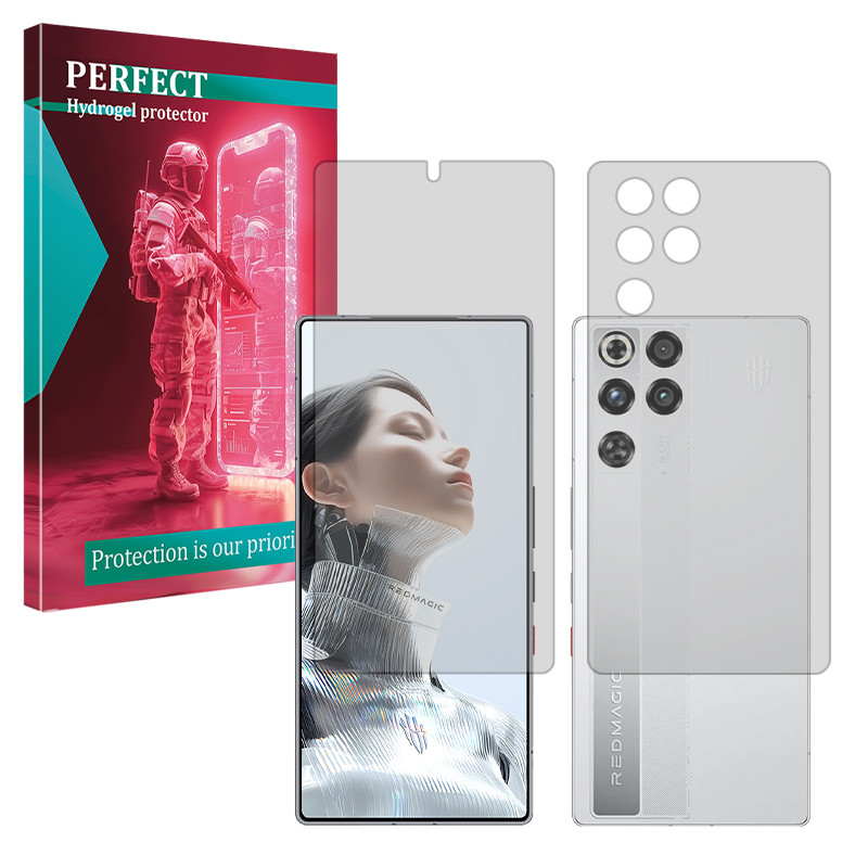 محافظ صفحه نمایش شفاف پرفکت مدل هیدروژلی مناسب برای گوشی موبایل زد تی ای nubia RedMagic 11 Pro (China) به همراه محافظ پشت گوشی