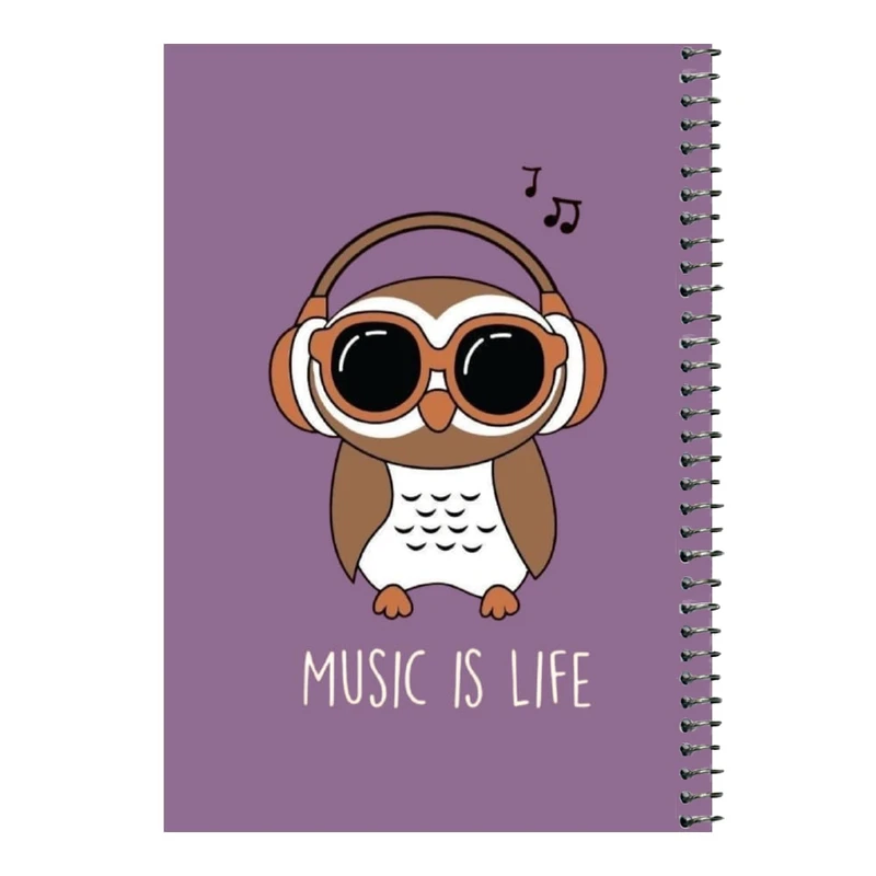 دفتر مشق 80 برگ اس جی مدل جغد و هدفون    