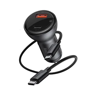 شارژر فندکی باسئوس مدل TZCCKX-0G به همراه کابل تبدیل USB-C