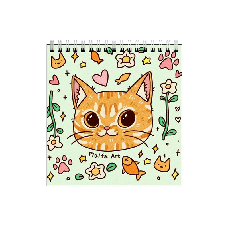 دفتر طراحی طرح گربه و ماهی و گل کد 3212466