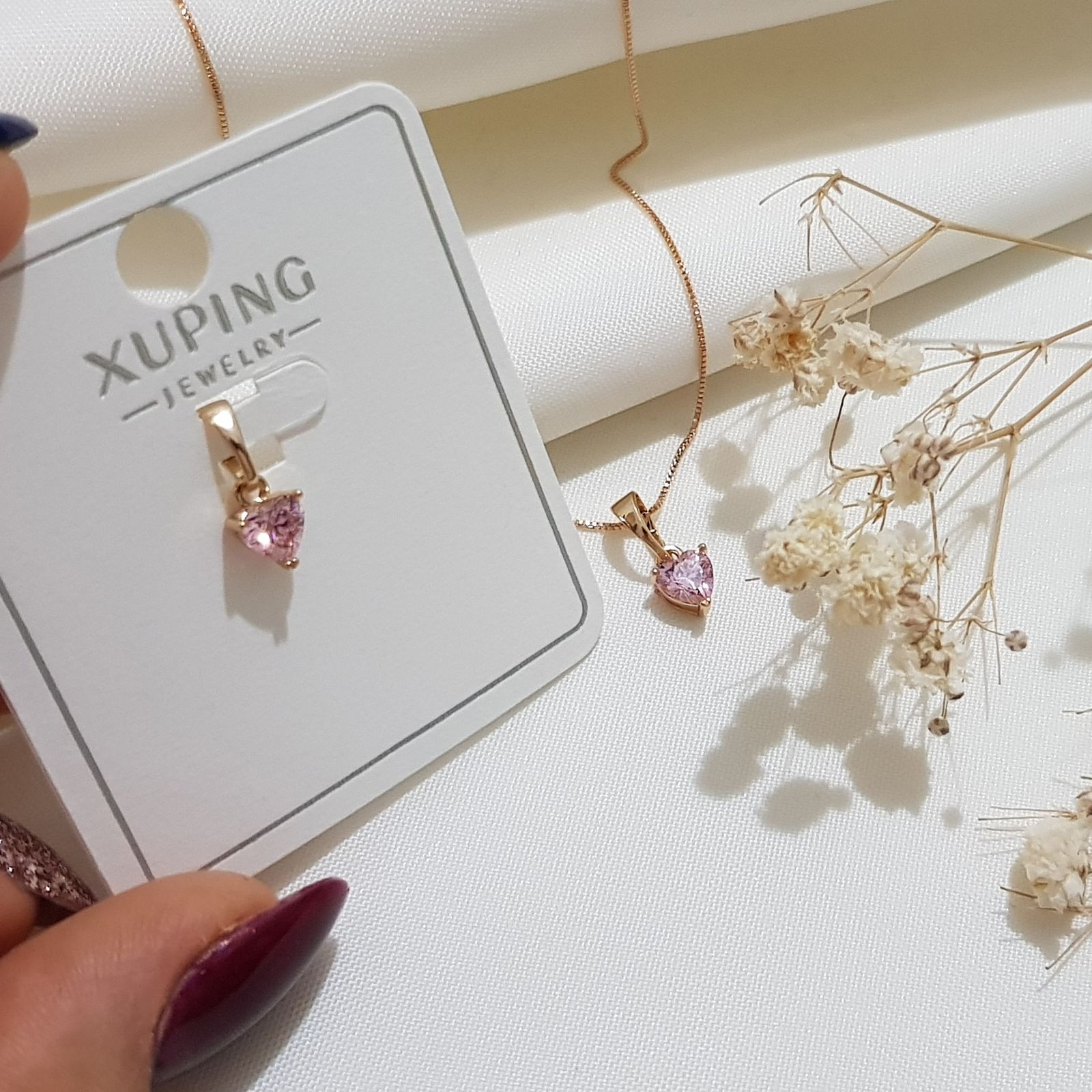 گردنبند زنانه ژوپینگ مدل قلب نگین 349433 - - 4