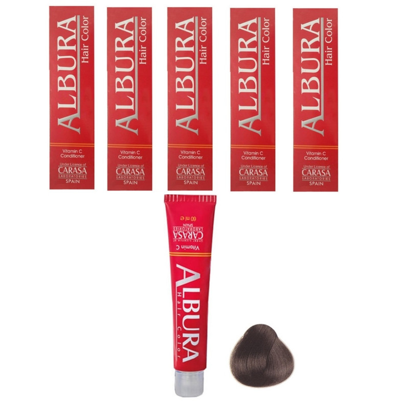 رنگ مو آلبورا مدل carasa شماره N1-1.0 حجم 100 میلی لیتر رنگ مشکی مجموعه 6 عددی