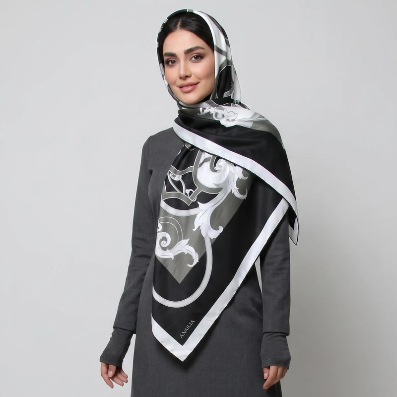 روسری زنانه مدل ابریشم مزونی جدید چهار فصل ana-6056