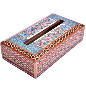 جعبه دستمال کاغذی خاتم کاری طرح بهار نو کد GB2614