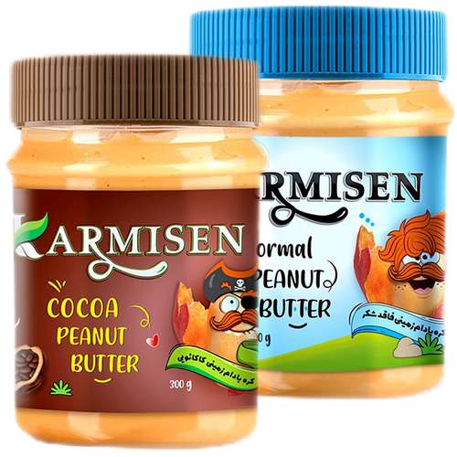 کره بادام زمینی کاکائویی و رژيمي بدون شكر کارمیسن - 300 گرم بسته 2 عددی