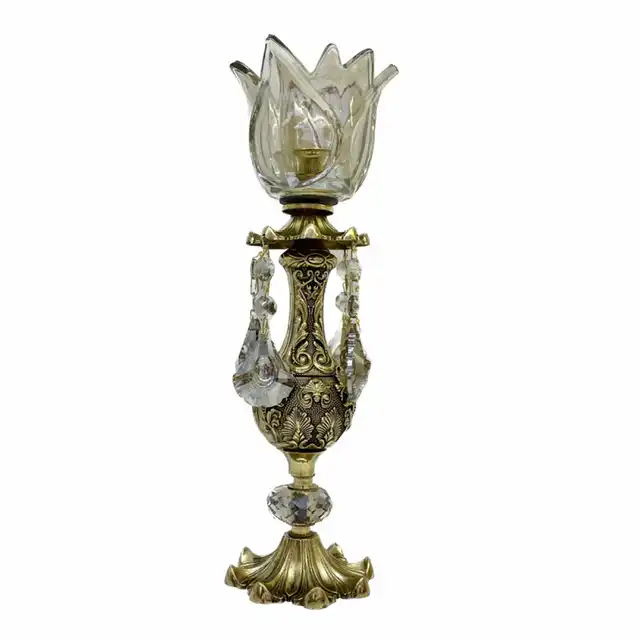 جاشمعی برنجی مدل پایه نخل 102813 بسته 2 عددی