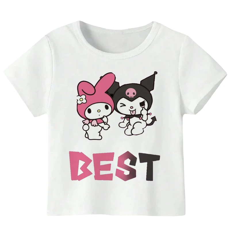 تی شرت آستین کوتاه دخترانه مدل عروسک کد BEST W102