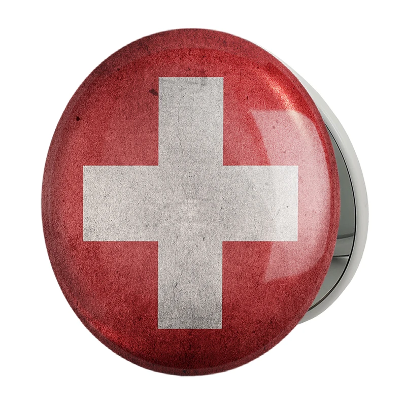 آینه جیبی خندالو طرح پرچم سوئیس مدل تاشو کد 20425 