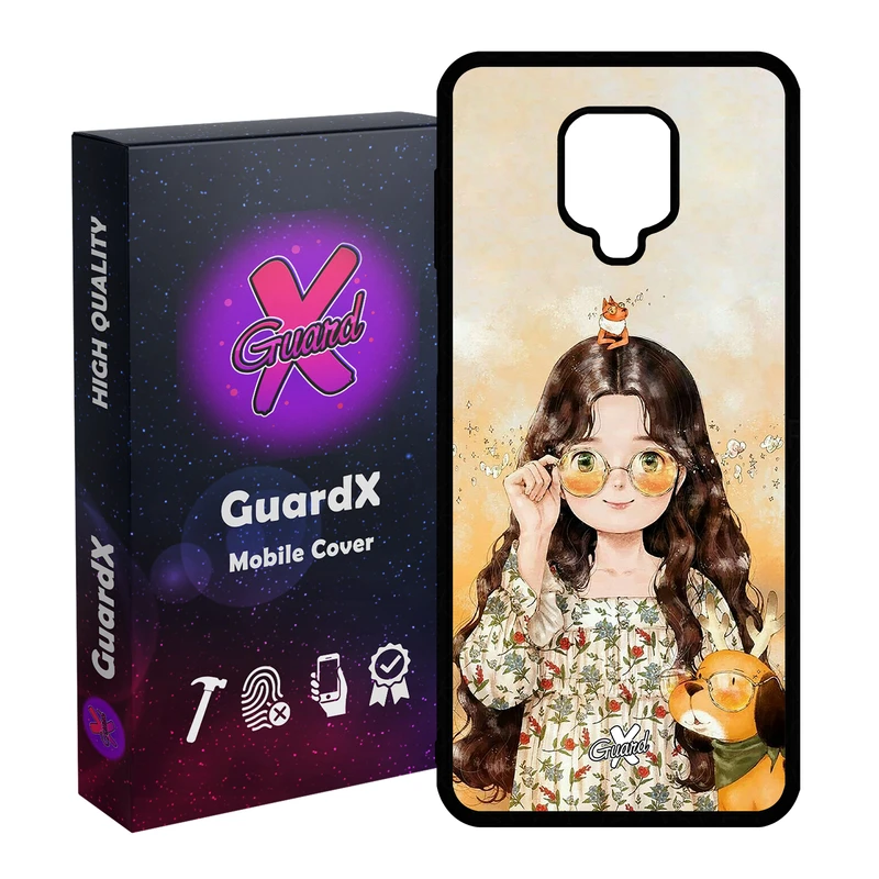 کاور گارد ایکس طرح Girl مدل Glass10253 مناسب برای گوشی موبایل سامسونگ Redmi Note 9S / Note 9 Pro / Note 9 Pro Max