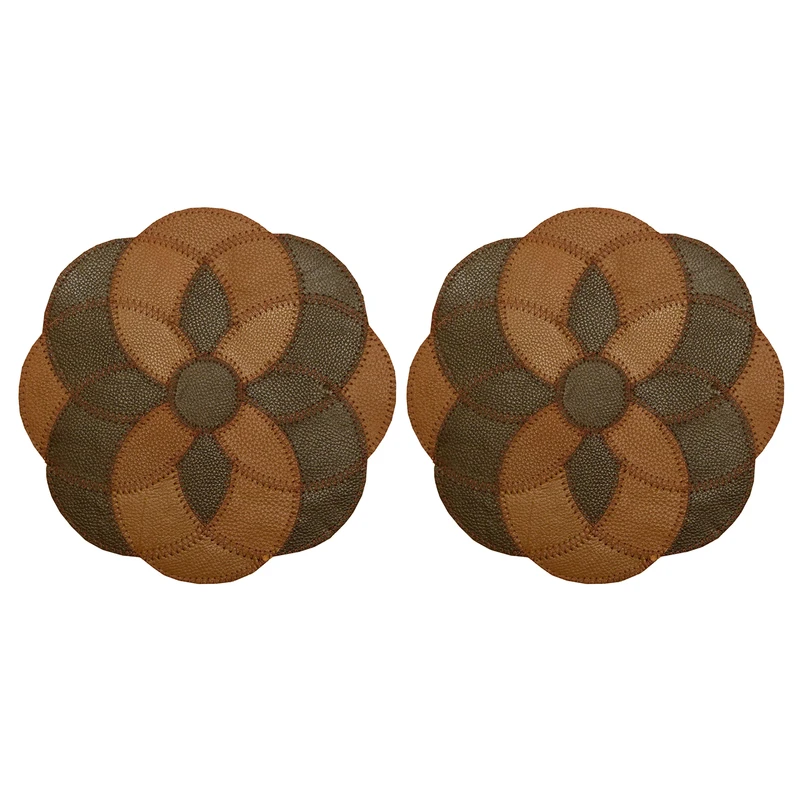 رومیزی مدل چرم طبیعی طرح گل هندسی کد 0072 مجموعه 2 عددی