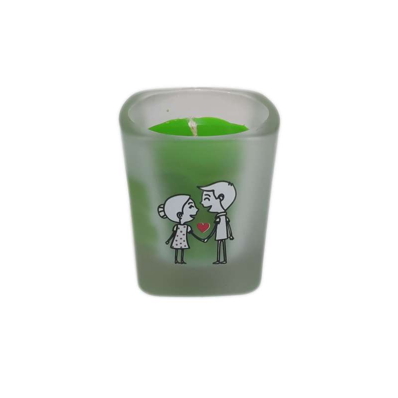 شمع دست ساز مدل لیوانی طرح خوشبختی کد MK105