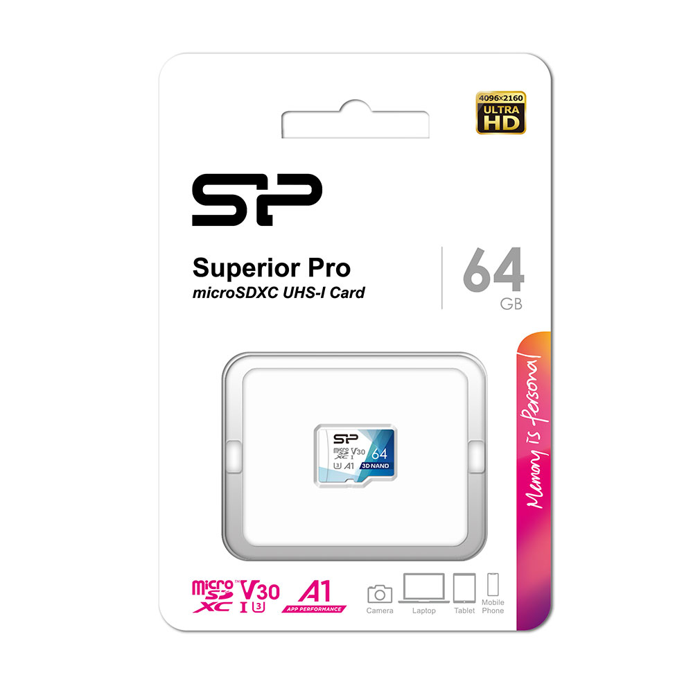 کارت حافظه microSDXC سیلیکون پاور مدل Superior Pro V30 A1 کلاس 10 استاندارد UHS-I U3 سرعت 100MBps ظرفیت 64 گیگابایت