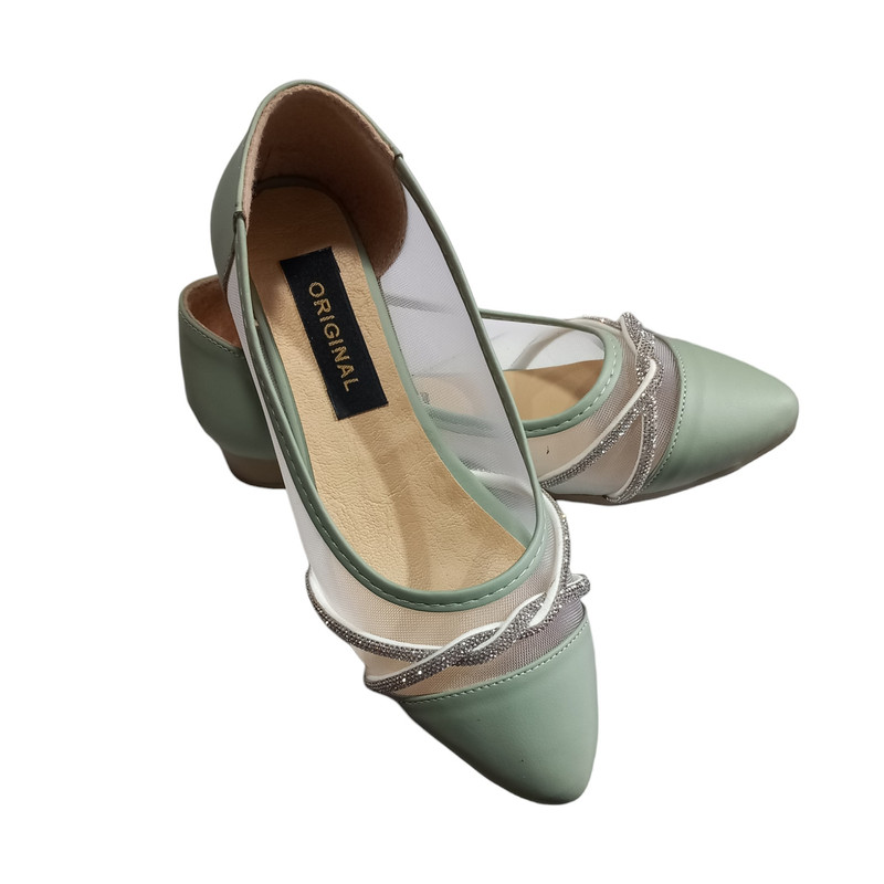 کفش زنانه مدل عروسکی رنگ سبز