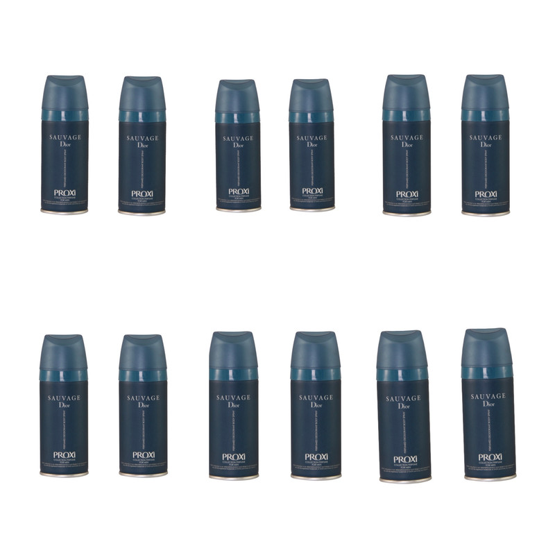 اسپری خوشبو کننده بدن مردانه پروکسی مدل SAUVAGE DIOR حجم 150 میلی لیتر مجموعه 12 عددی