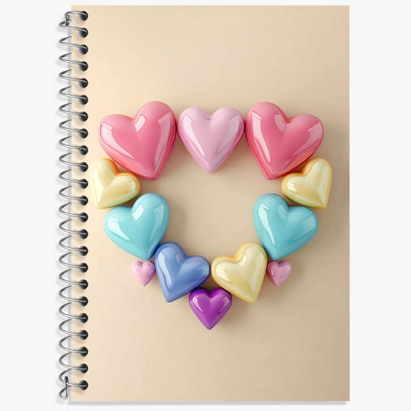 دفتر زبان 50 برگ خندالو مدل دو خط طرح قلب قلبی کد N2417