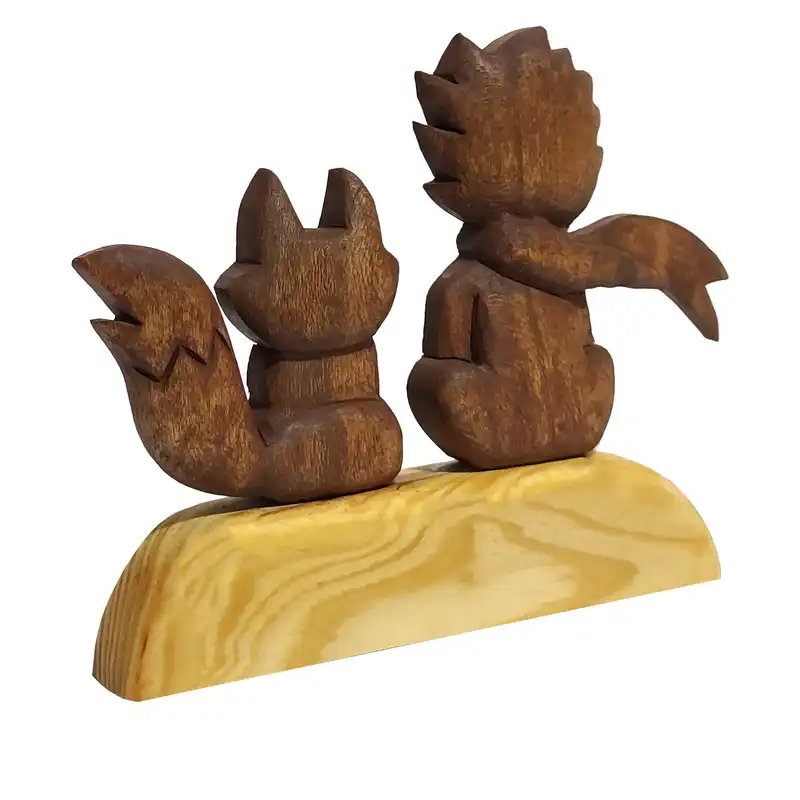 مجسمه چوبی طرح شازده کوچولو و روباه کد 40135