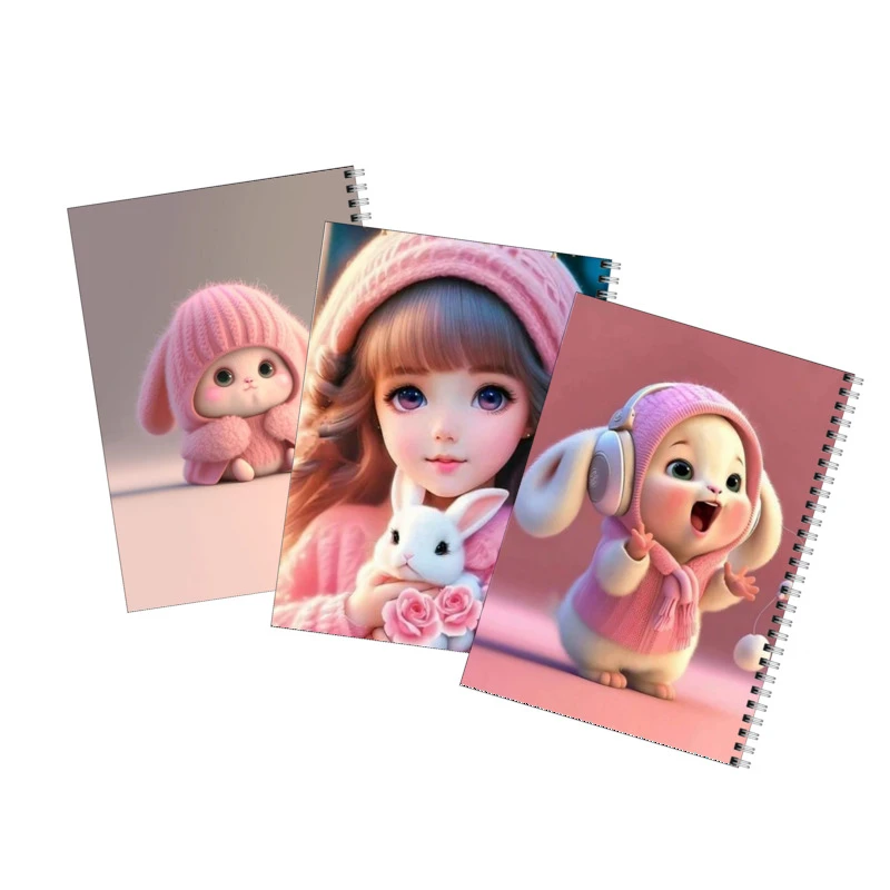 دفتر مشق 100 برگ بامبیلیپ طرح دخترانه و خرگوش کد 70 مجموعه 3 عددی