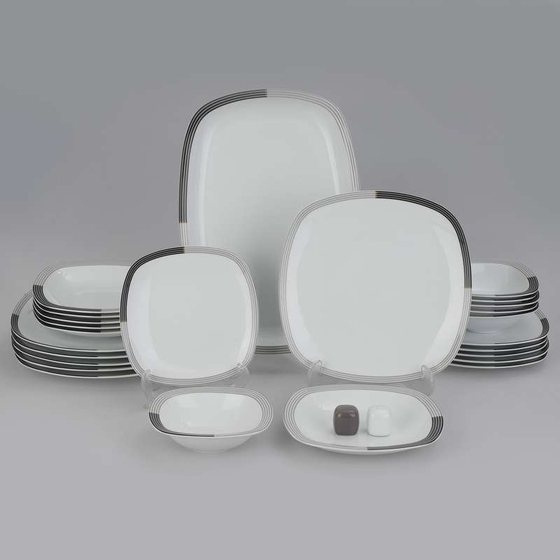 سرویس غذاخوری 27 پارچه 6 نفر چینی زرین ایران مدل وگاس اوریت سری کواترو درجه عالی سرویس غذاخوری 27 پارچه 6 نفر چینی زرین ایران مدل وگاس اوریت سری کواترو درجه عالی