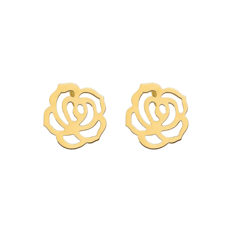 گوشواره میخی طلا 18 عیار زنانه گالری قو طلایی مدل  گل رز
