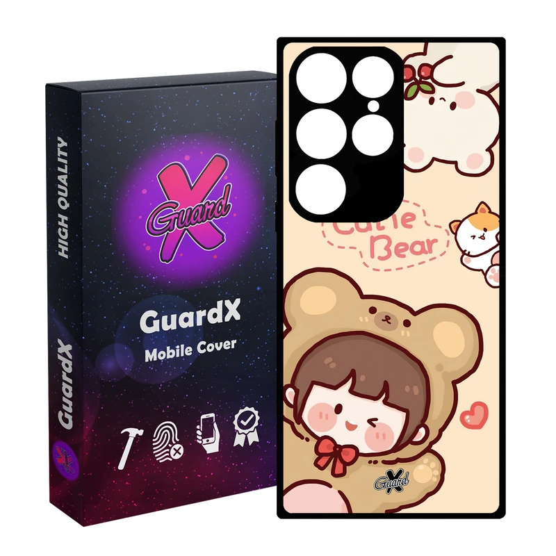 کاور گارد ایکس طرح خرسی مدل Glass10506 مناسب برای گوشی موبایل سامسونگ Galaxy S24 Ultra