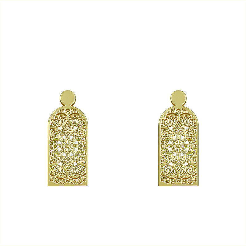 گوشواره طلا 18 عیار زنانه مدوپد مدل هندسی کد GA1-14231 - 2