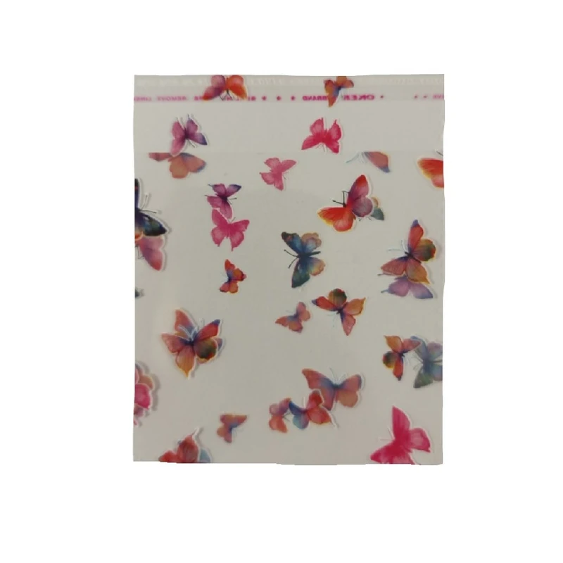 سلفون بسته بندی مدل لبه چسبدار طرح پروانه 7 رنگ 12*12 بسته 30 عددی