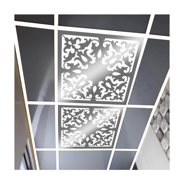 تایل سقفی آسمان مجازی مدل 1201 سایز 29.5x29.5 سانتی متر نقره ای بسته 4 عددی