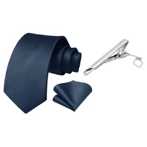 ست کراوات و دستمال جیب و گیره کراوات مردانه مدل TVF کد 27