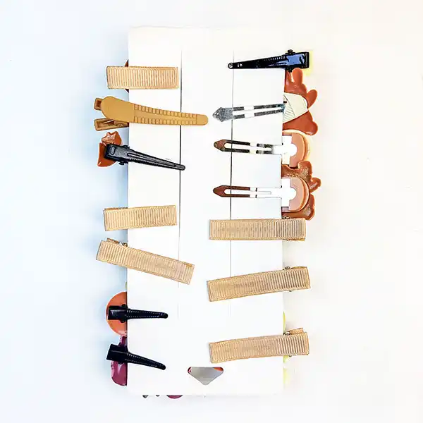 گیره مو زنانه مدل سیلیکونی 4018 طرح تدی کارت فانتزی  رنگ کرم قهوه ای مجموعه 14 عددی