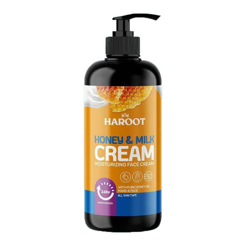 کرم مرطوب کننده دست و صورت هاروت مدل شیر و عسل مناسب برای انواع پوست حجم 400 میلی لیتر