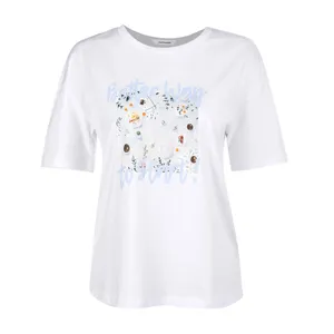 تی شرت آستین کوتاه زنانه جین وست مدل یقه گرد کد 1551241 رنگ سفید