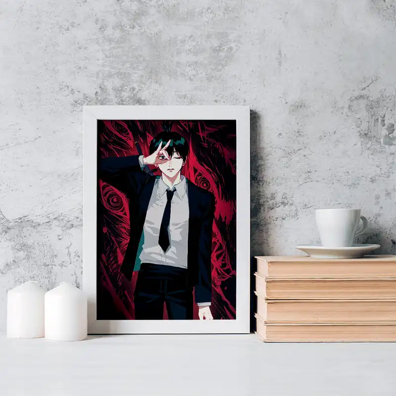 تابلو خندالو مدل هایاکاوا انیمه مرد اره ای کد 17992