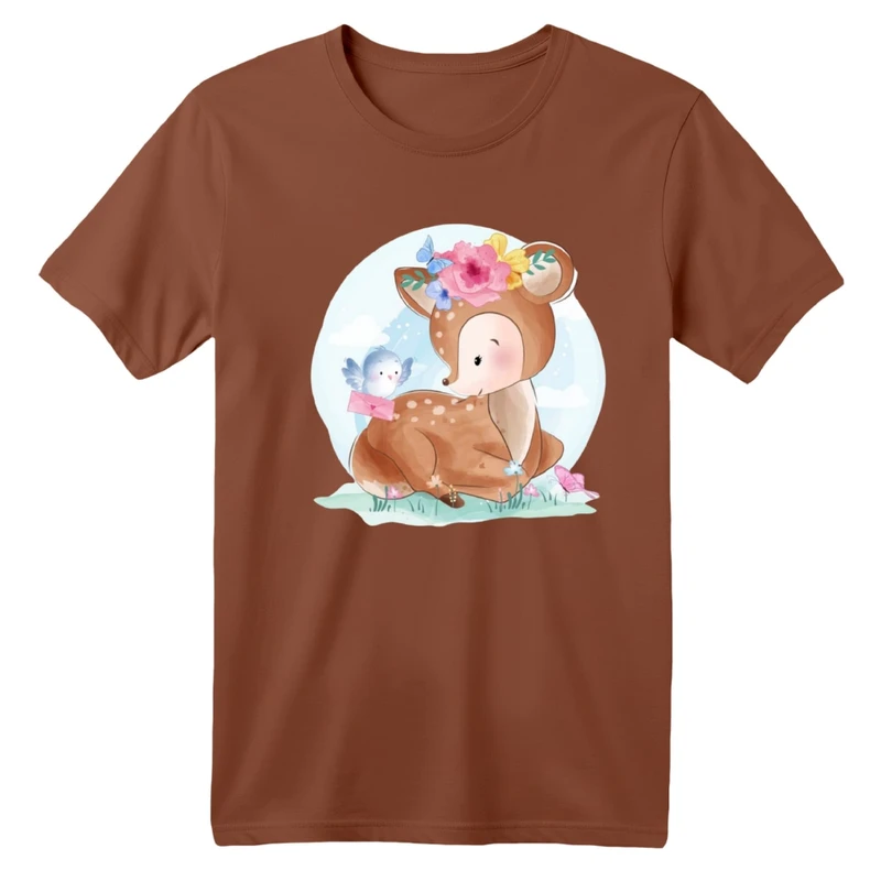 تی شرت آستین کوتاه بچگانه مدل آهو بامزه کد 3