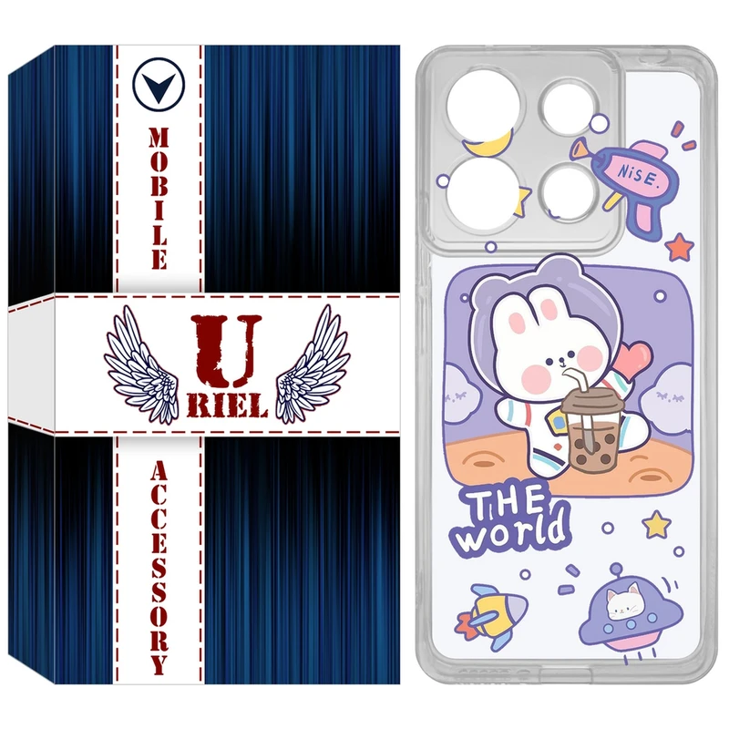 کاور یوریل مدل Clear کد 8 طرح خرگوش فضانورد مناسب برای گوشی موبایل شیائومی Redmi Note 13 4G