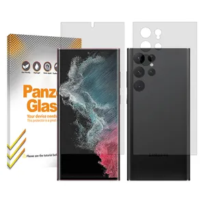 Panzer Glass Resistant model transparent screen protector suitable for Samsung Galaxy S22 Ultra 5G mobile phone along with the back protector