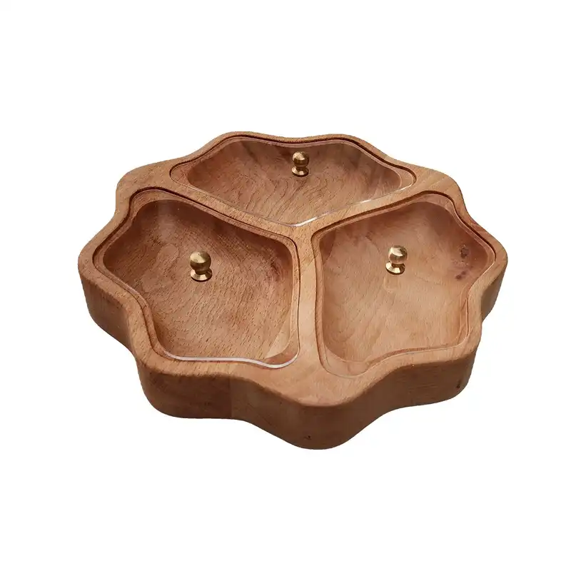 ظرف پذیرایی چوبی گردوچ مدل شبدر کد LT -  5505