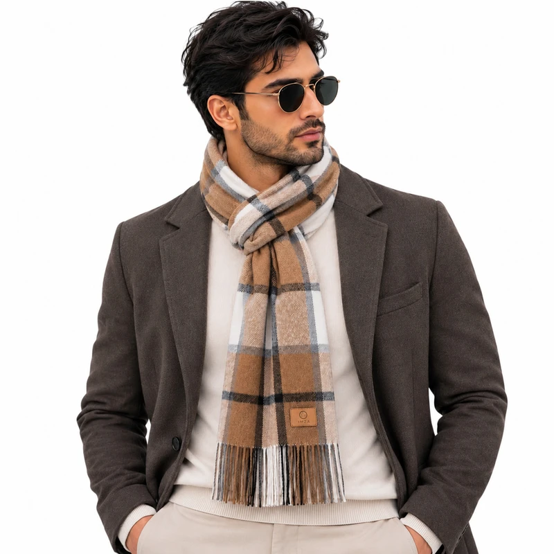 شال گردن مدل چهارخانه پشمی کد2601