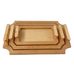 سینی چوبی مدل مستطیل کد NK13 مجموعه 3 عددی