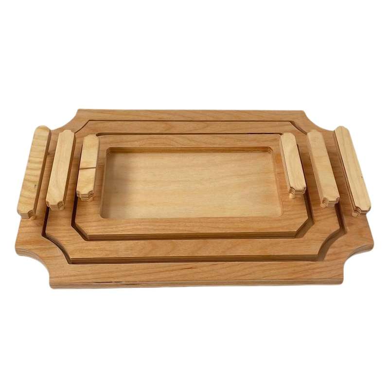 سینی چوبی مدل مستطیل کد NK13 مجموعه 3 عددی