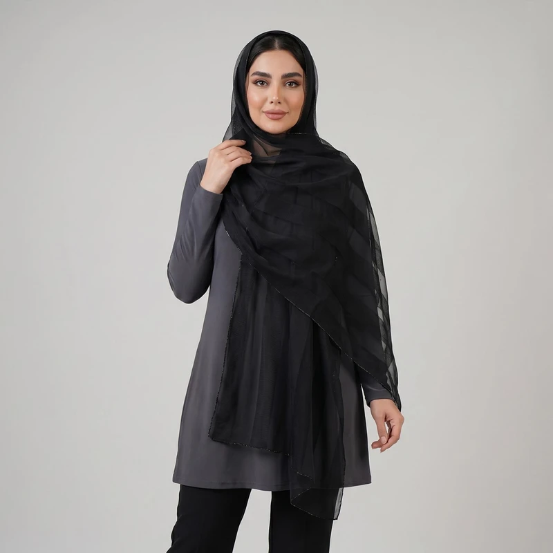 شال زنانه مدل ساده توری مجلسی